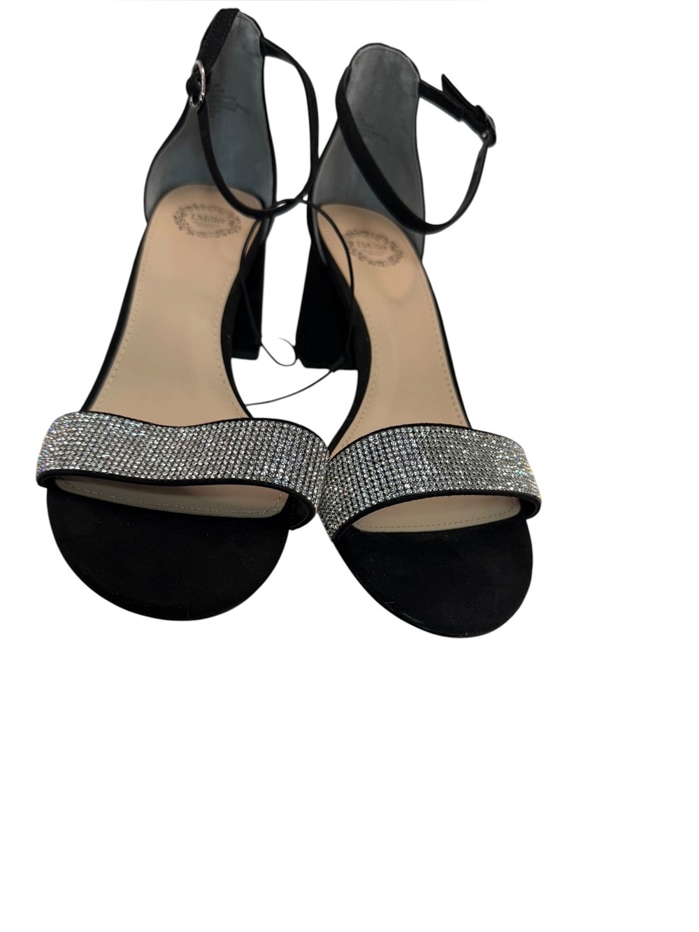 I. Miller Black Rhinestone Ankle Strap Block Heel Sandals Size 8.5M - Picture 4 of 10